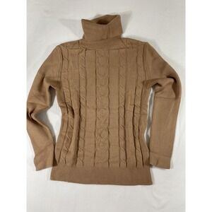 GeGekoko Womens Long Sleeve Turtleneck Chunky Knitted Pullover Soft Sz S Apricot